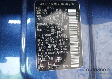 2023 Nissan Rogue Sv Fwd from USA, damaged, VIN JN8BT3BAXPW015656